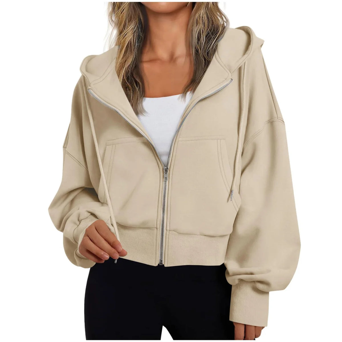 Dames Hoodie met Rits en Capuchon