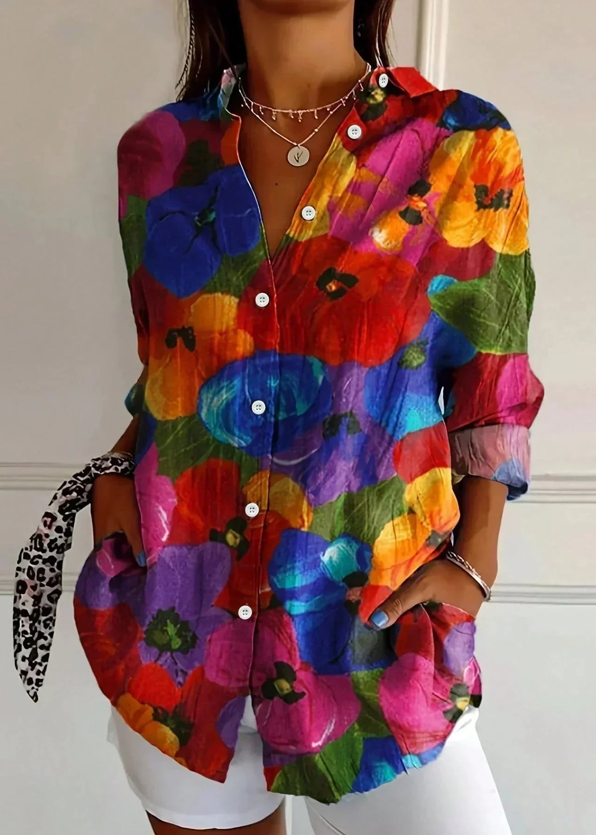 Cotton Button Up Printed Blouse for Australian Summer Casual Wear