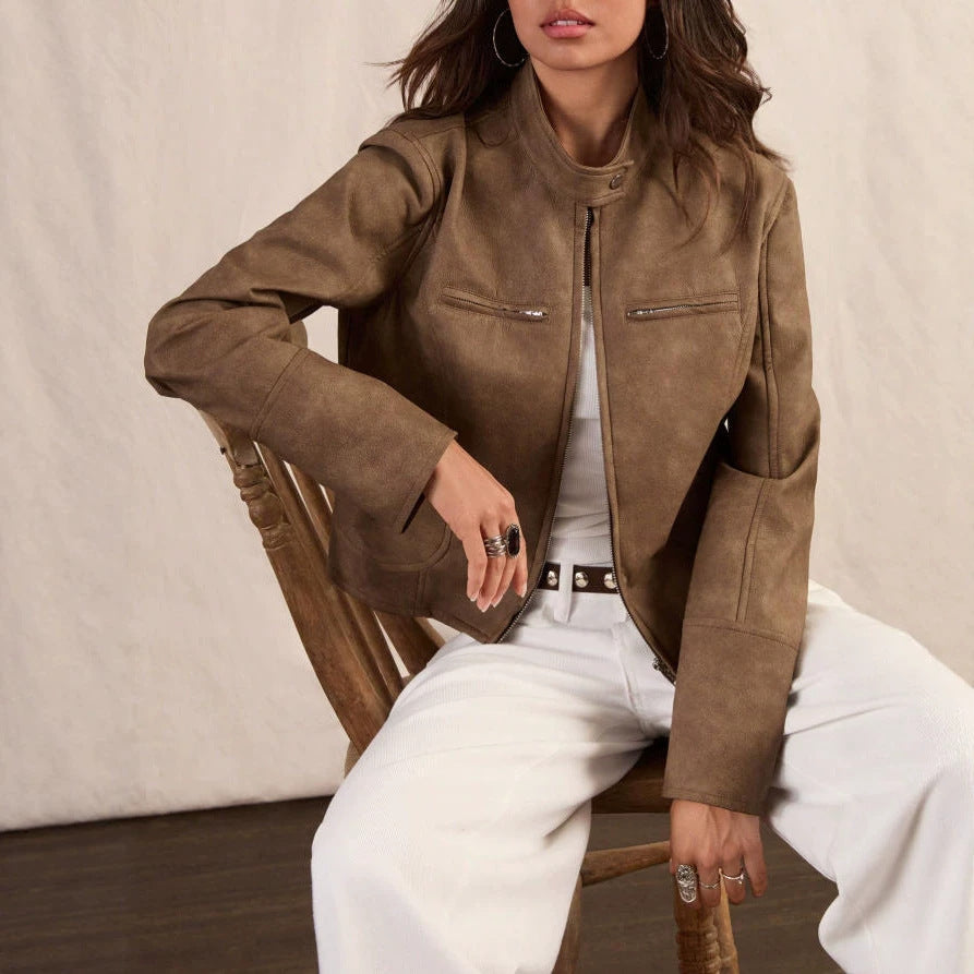 Veste courte femme effet cuir - Chic et moderne