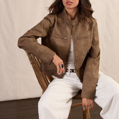 Veste courte femme effet cuir - Chic et moderne
