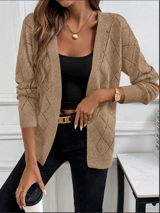 Cardigan femme ajoure manches longues - Leger et elegant