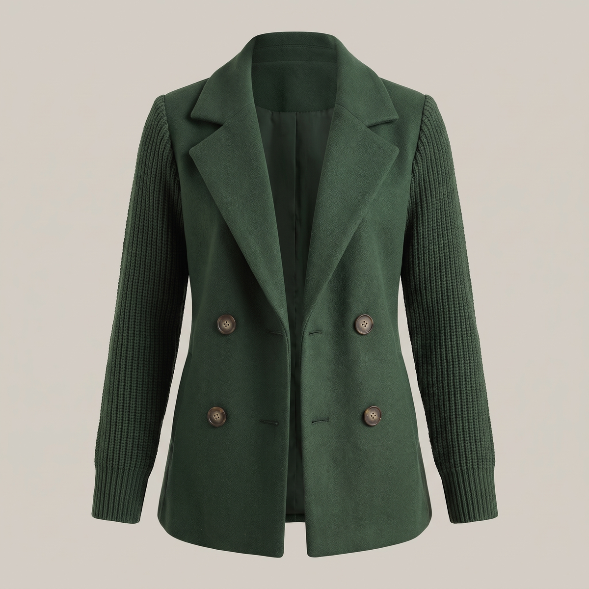 Elizabeth | Eleganter Damenblazer Mit Doppelter Knopfleiste Und Strickärmeln