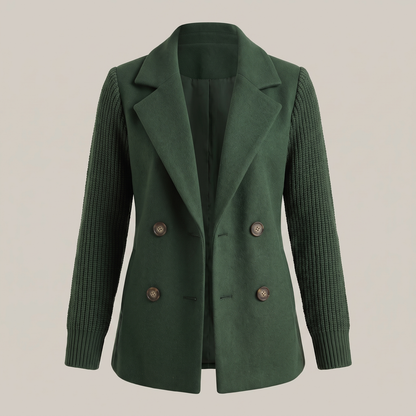 Elizabeth | Eleganter Damenblazer Mit Doppelter Knopfleiste Und Strickärmeln