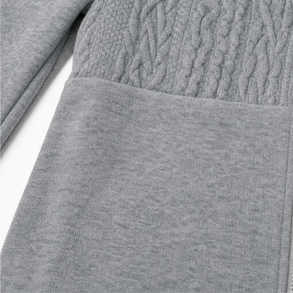 Elena | Langer Strickhoodie Mit Zopfmuster Und Reißverschluss