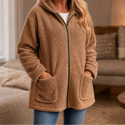 Mia | Flauschige Oversize-Sherpa-Jacke Mit Reißverschluss