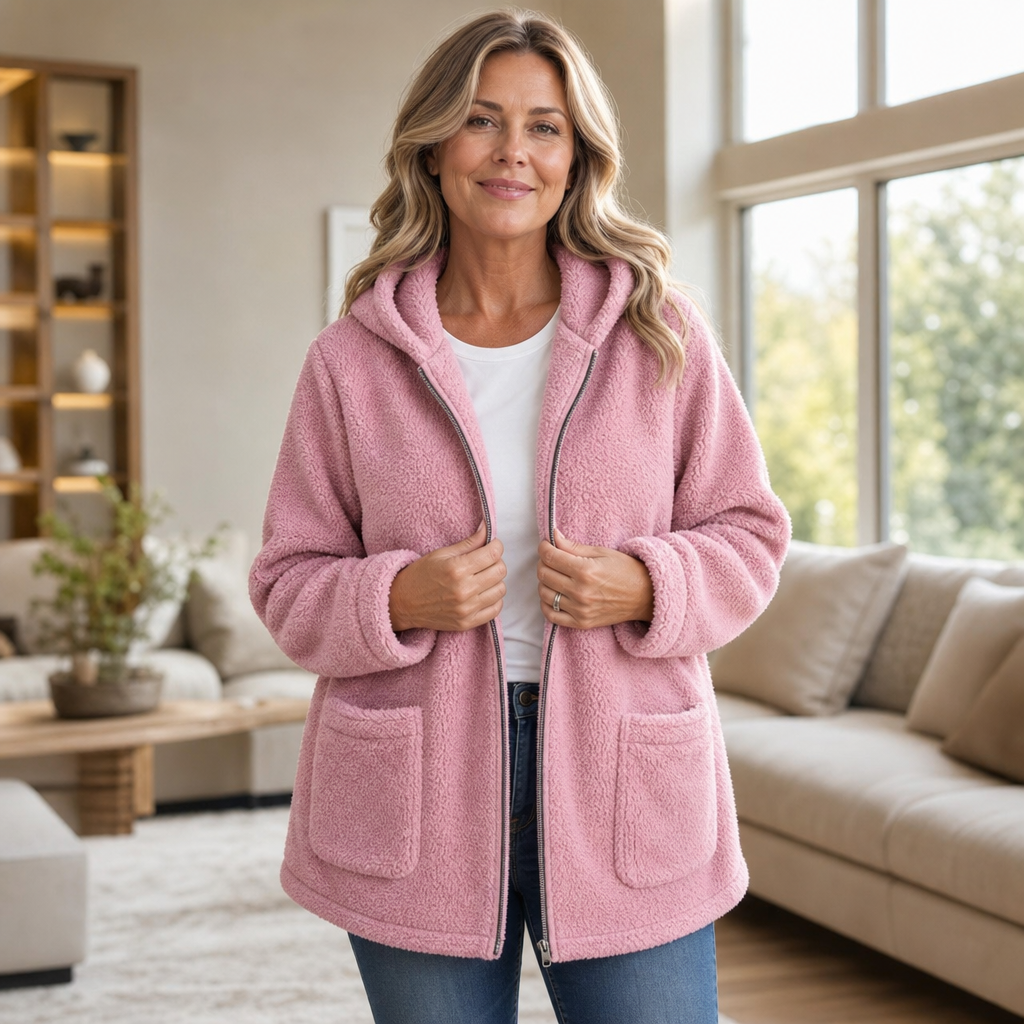 Mia | Flauschige Oversize-Sherpa-Jacke Mit Reißverschluss