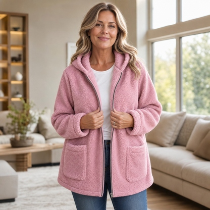 Mia | Flauschige Oversize-Sherpa-Jacke Mit Reißverschluss
