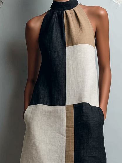 Rowena™ Modern Colorblock Halter Mini Dress