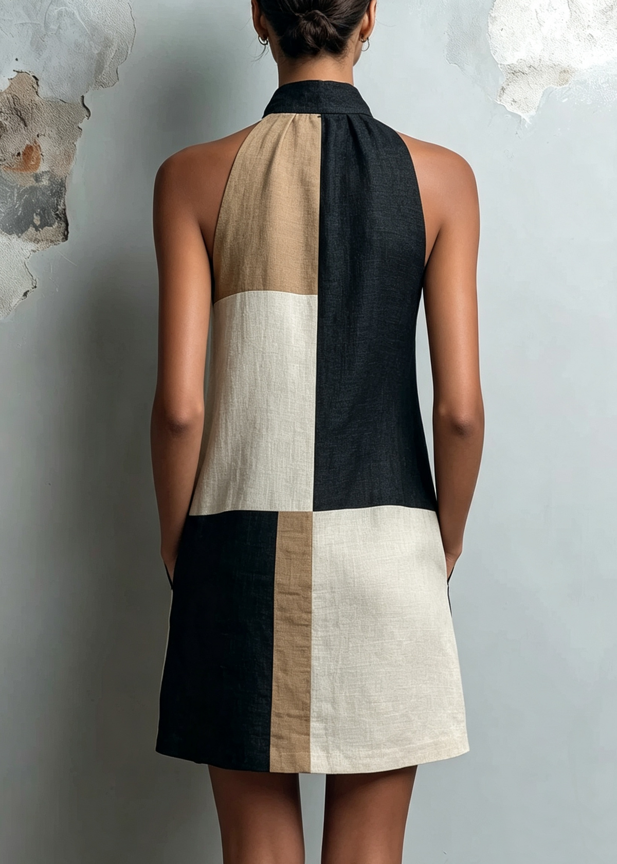 Rowena™ Modern Colorblock Halter Mini Dress