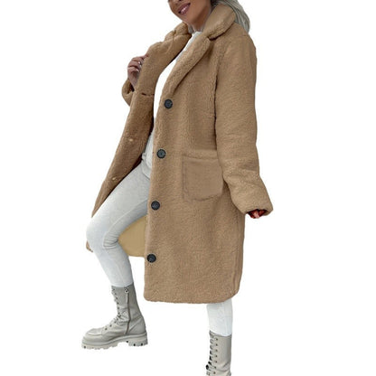 Veste femme pelucheuse a revers - Douce et chaude
