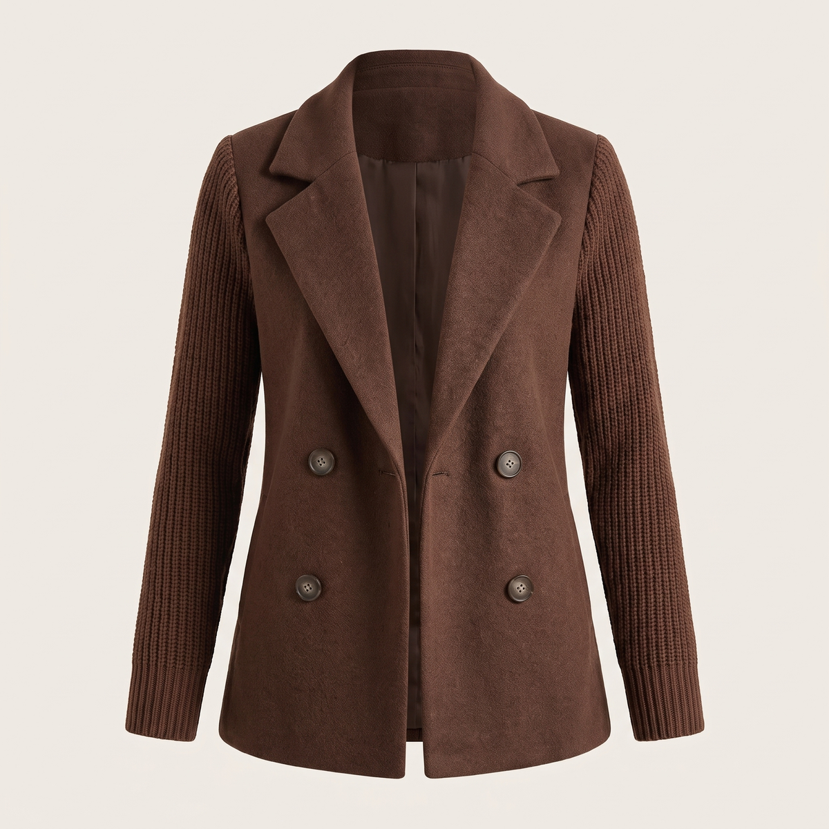 Elizabeth | Eleganter Damenblazer Mit Doppelter Knopfleiste Und Strickärmeln