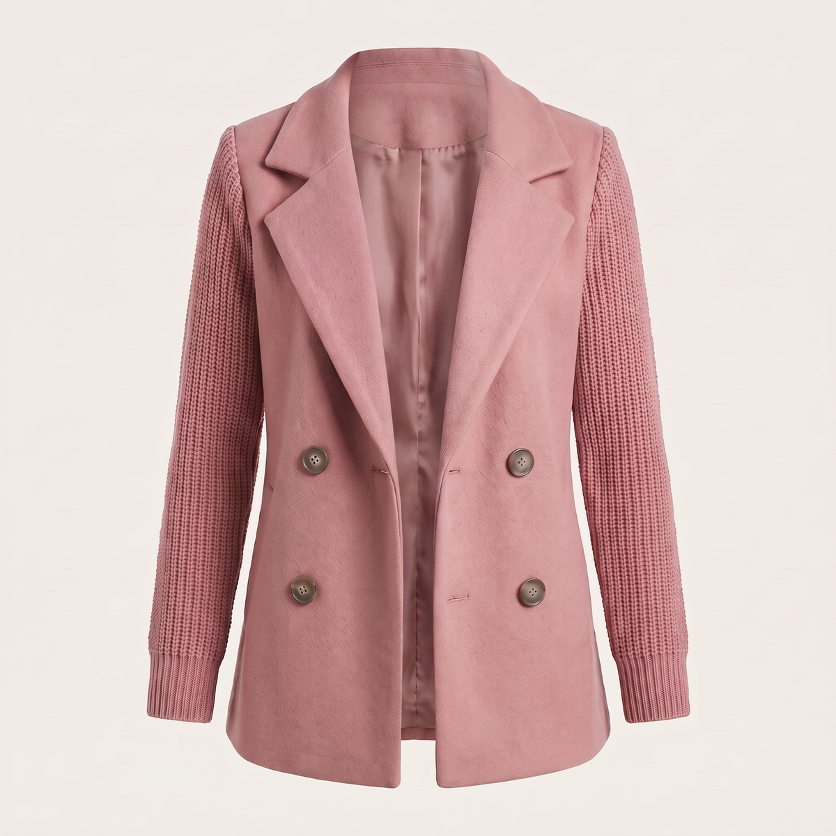 Elizabeth | Eleganter Damenblazer Mit Doppelter Knopfleiste Und Strickärmeln