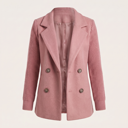 Elizabeth | Eleganter Damenblazer Mit Doppelter Knopfleiste Und Strickärmeln