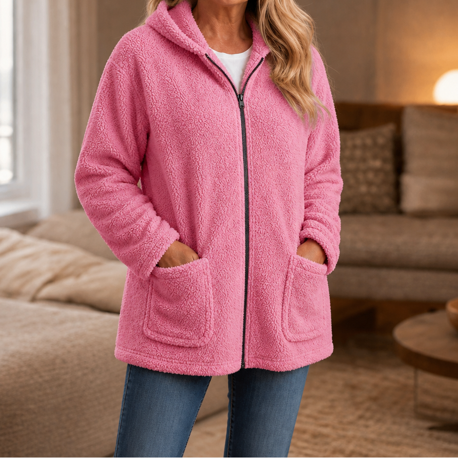 Mia | Flauschige Oversize-Sherpa-Jacke Mit Reißverschluss