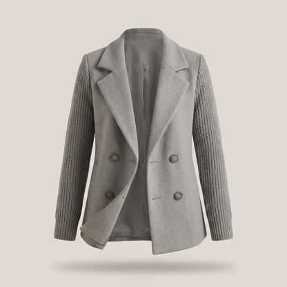 Elizabeth | Eleganter Damenblazer Mit Doppelter Knopfleiste Und Strickärmeln