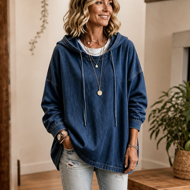 Mara | Lässiger Oversized Denim-Hoodie Mit Modernem Look