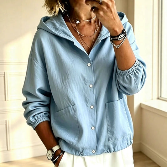 Veste à capuche et boutons pour femme coupe ample – Style décontracté et confortable