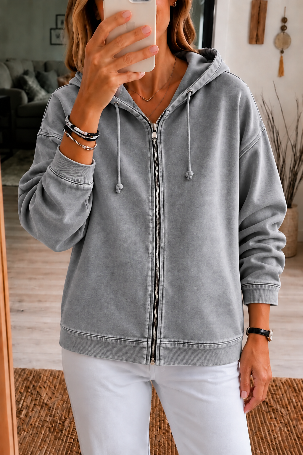Jessica | Lässige Kapuzenjacke Mit Reißverschluss Und Gewaschenem Finish