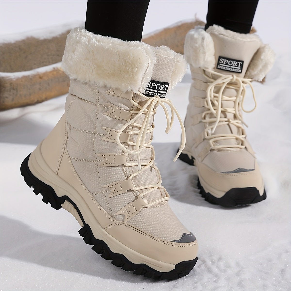 Fashionable women's winter ankle boots with plush lining & secure sole