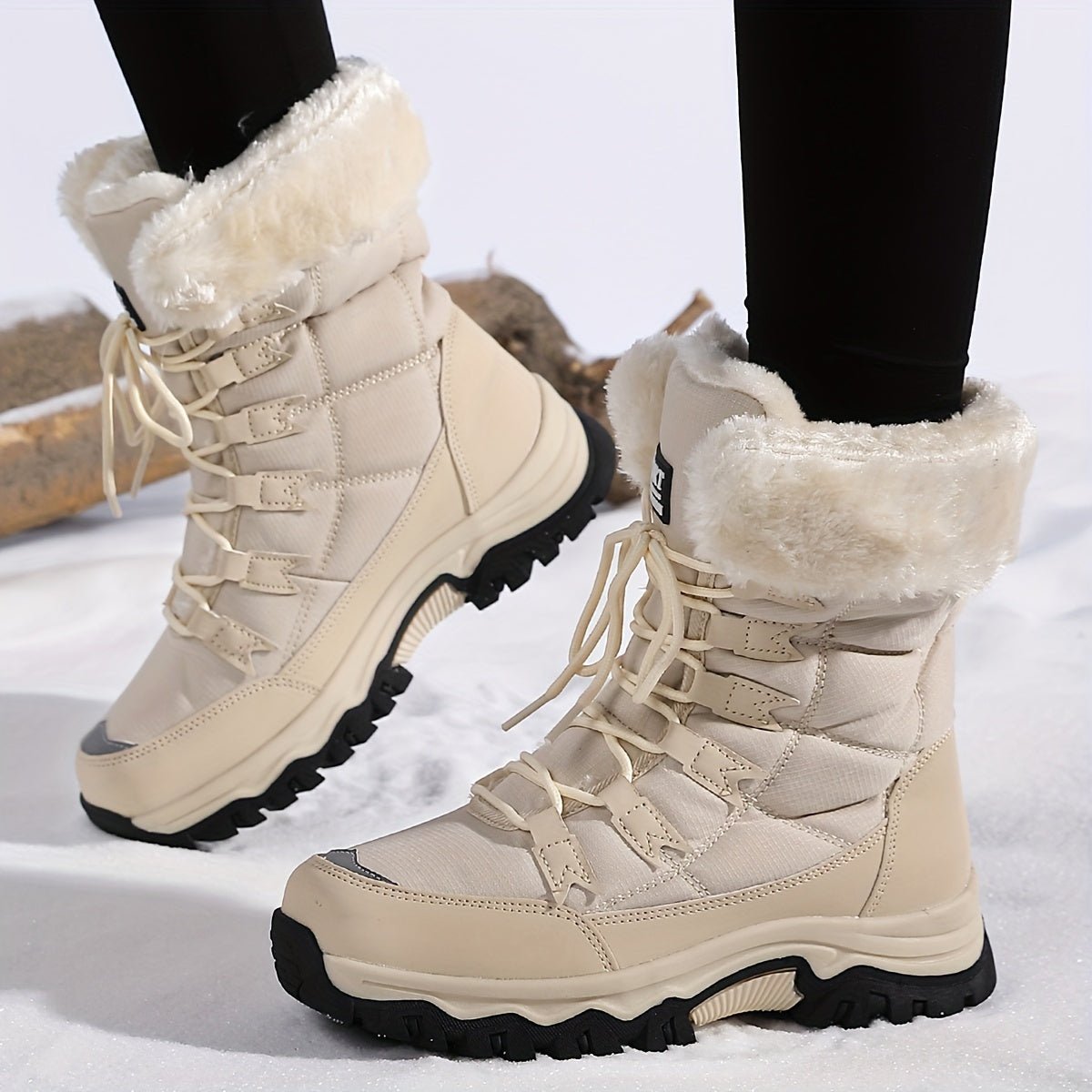 Fashionable women's winter ankle boots with plush lining & secure sole