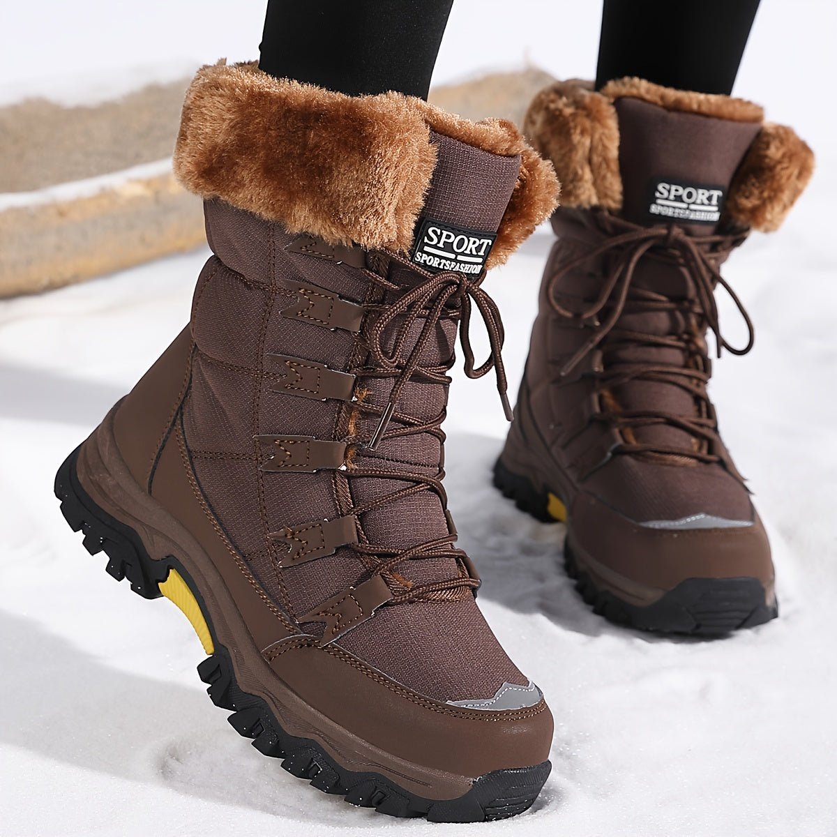 Fashionable women's winter ankle boots with plush lining & secure sole
