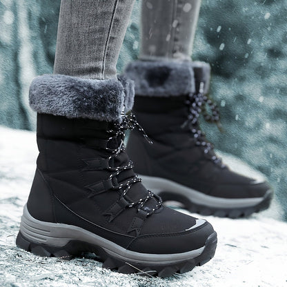 Fashionable women's winter ankle boots with plush lining & secure sole