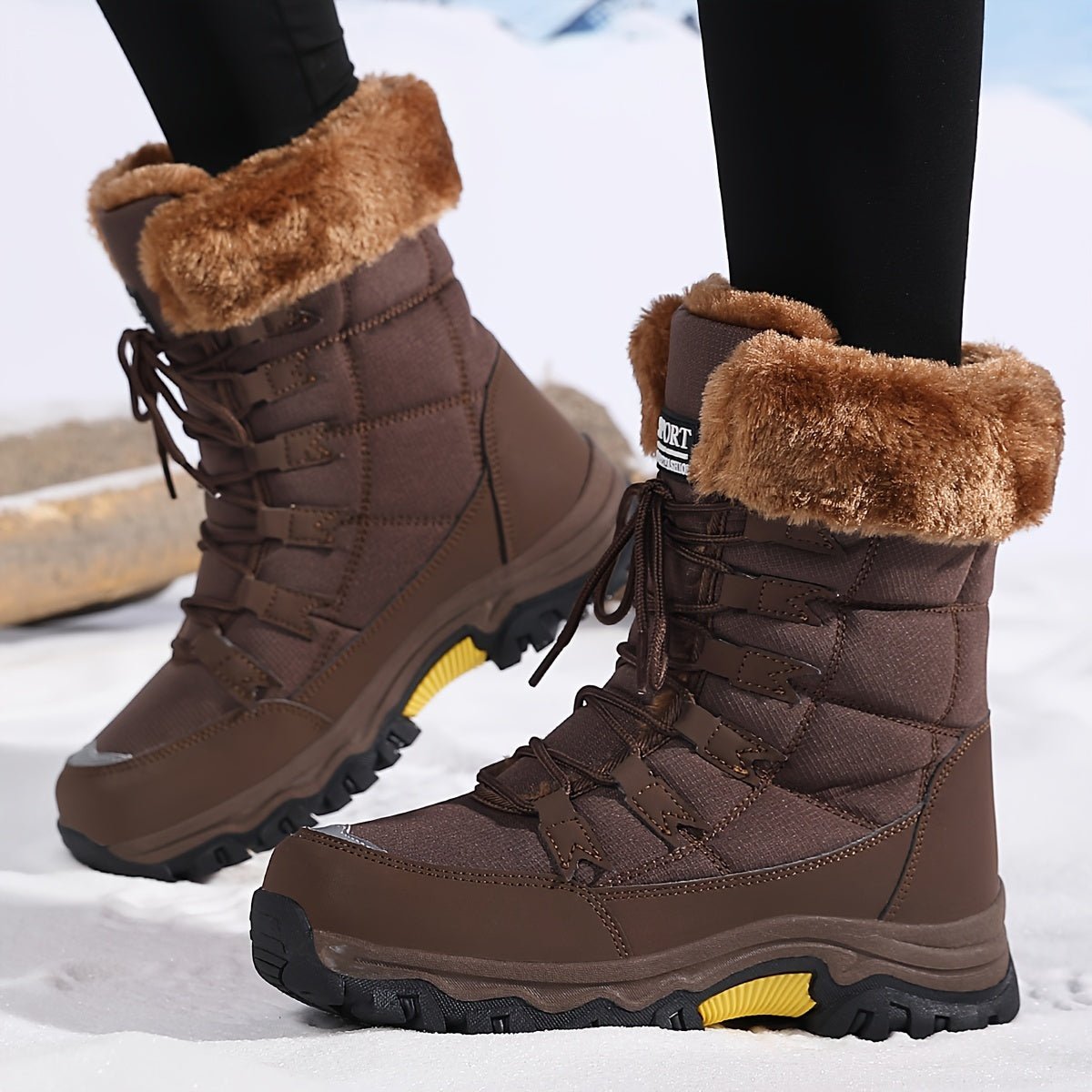 Fashionable women's winter ankle boots with plush lining & secure sole