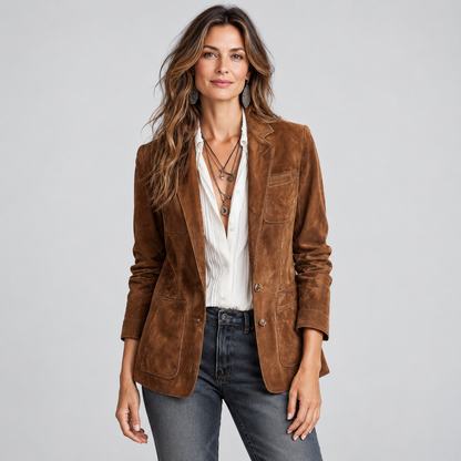 BLAZER VAN SUÈDE MET KNOPEN VOOR VROUWEN
