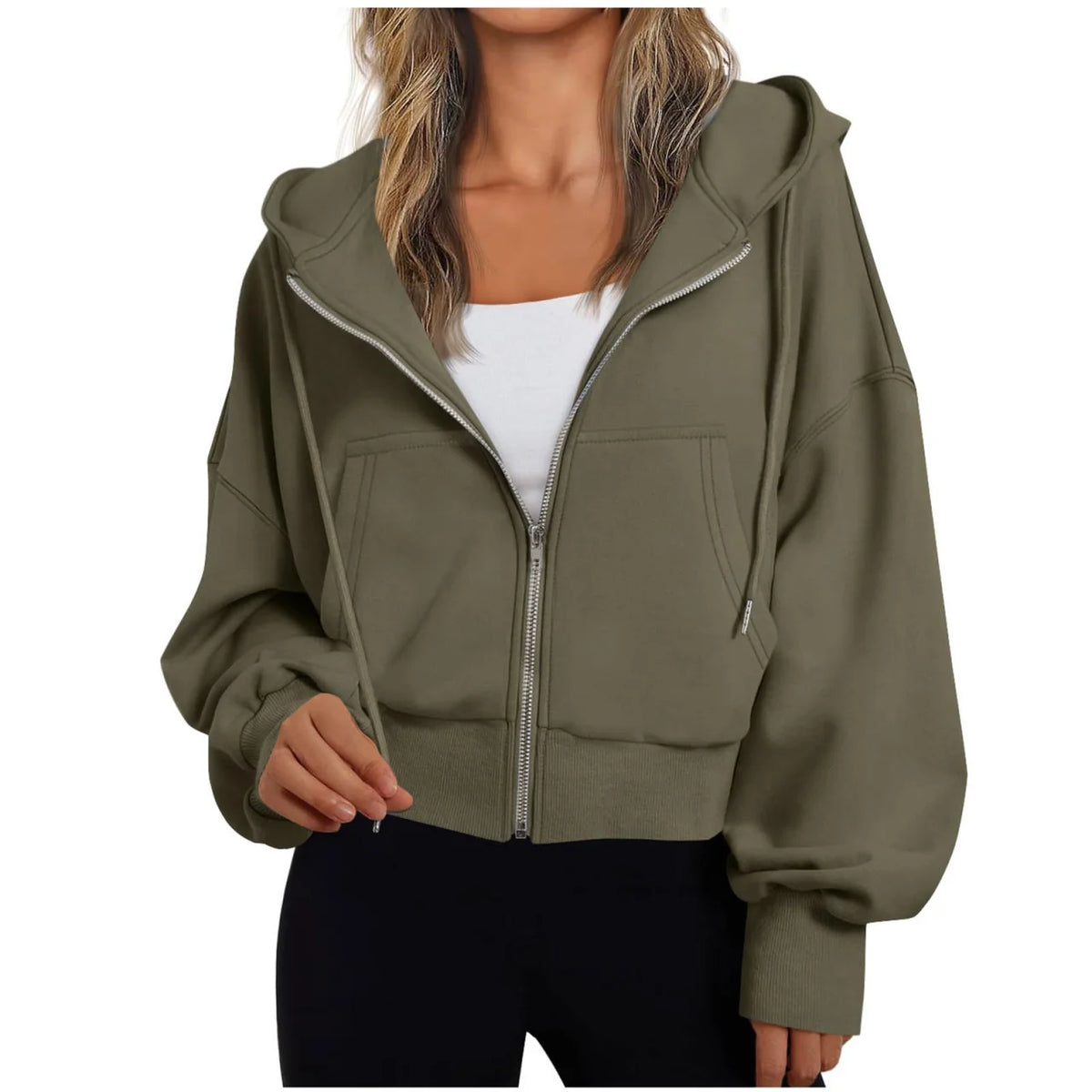 Dames Hoodie met Rits en Capuchon