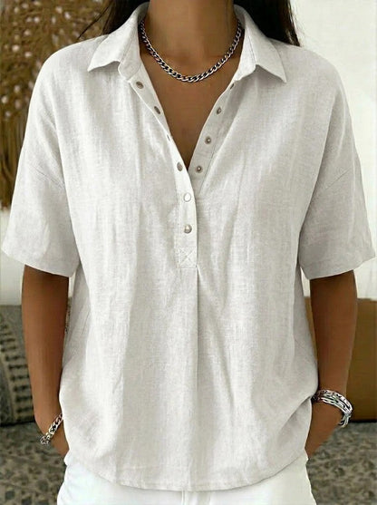 BLOUSE MET V-HALS EN KNOPEN VOOR VROUWEN