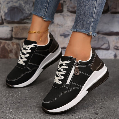Orthopedische damessneakers | sleehakzool met ritssluiting en vetersluiting