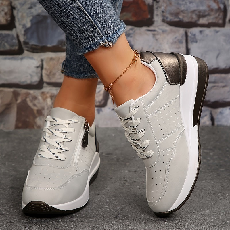 Orthopedische damessneakers | sleehakzool met ritssluiting en vetersluiting