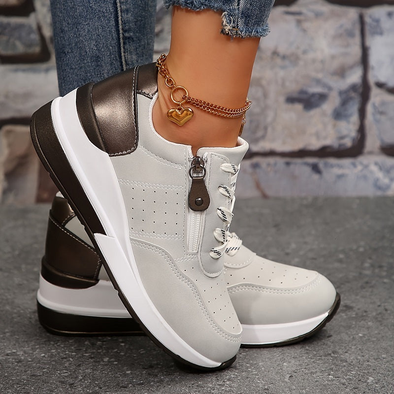 Orthopedische damessneakers | sleehakzool met ritssluiting en vetersluiting