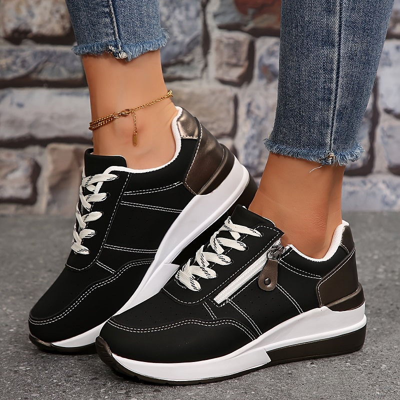 Orthopedische damessneakers | sleehakzool met ritssluiting en vetersluiting