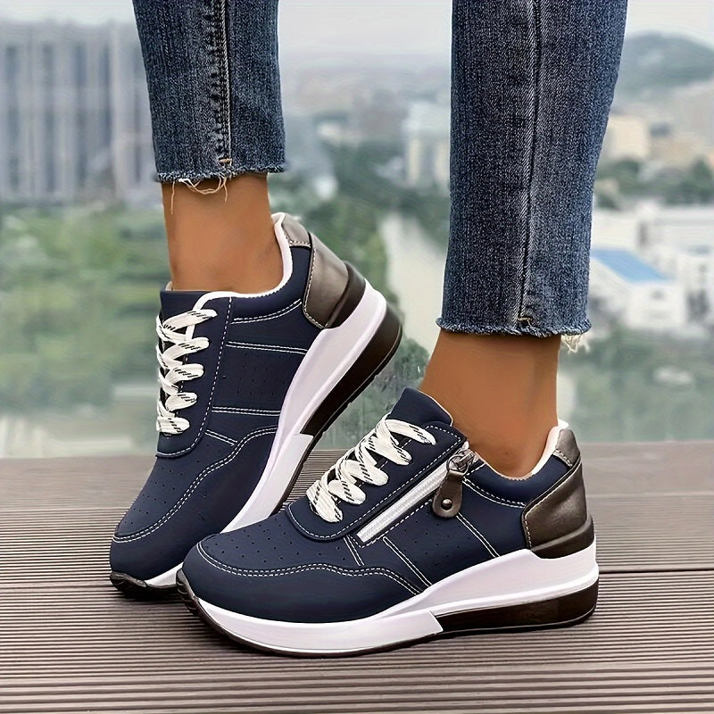 Orthopedische damessneakers | sleehakzool met ritssluiting en vetersluiting