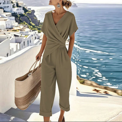 Lucia | Damen zweiteilig V-Ausschnitt Wickeloptik Sommer
