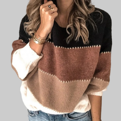Women’s Casual Striped Knit Sweater | Long Sleeve