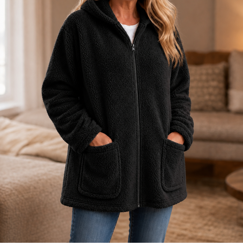 Mia | Flauschige Oversize-Sherpa-Jacke Mit Reißverschluss