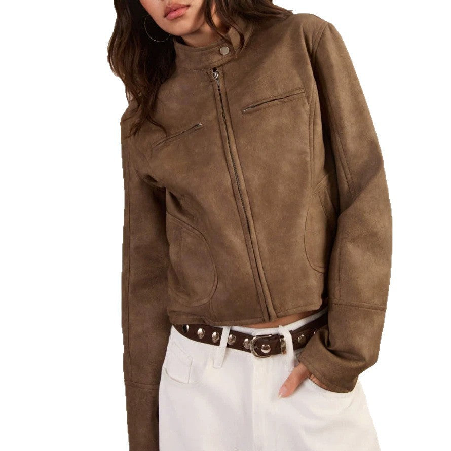 Veste courte femme effet cuir - Chic et moderne