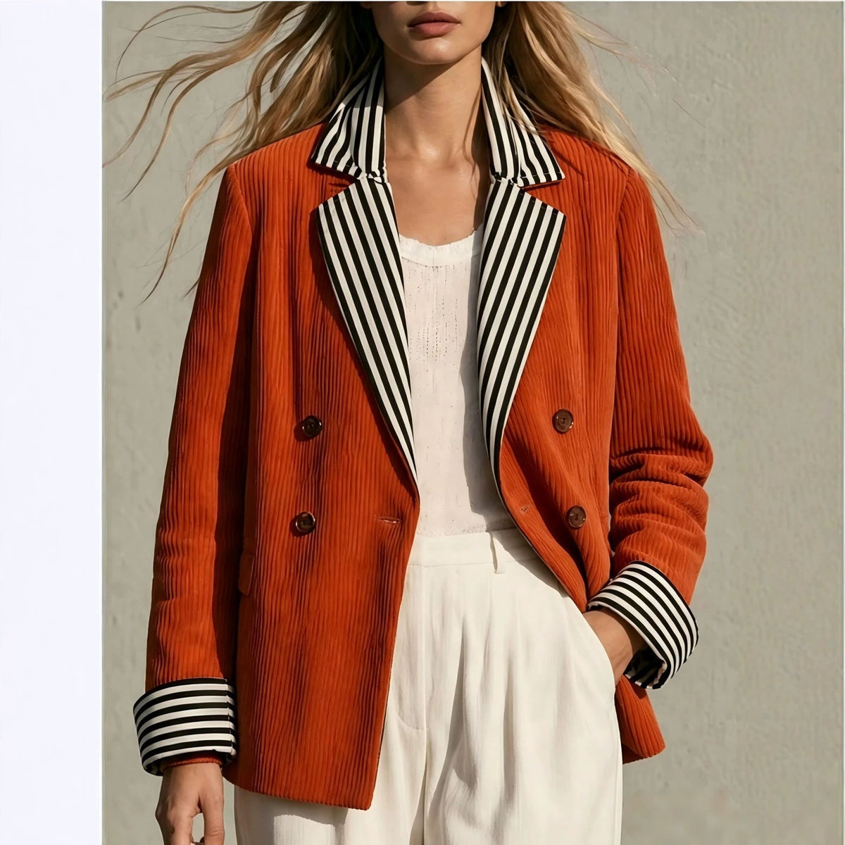 Veste femme colorblock orange - Retro et originale