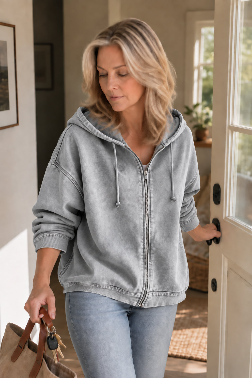 Jessica | Lässige Kapuzenjacke Mit Reißverschluss Und Gewaschenem Finish