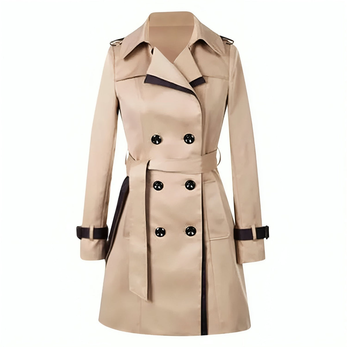 Trench-coat à double boutonnage pour femme – Col à revers, style classique et élégant