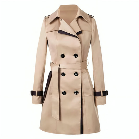 Trench-coat à double boutonnage pour femme – Col à revers, style classique et élégant