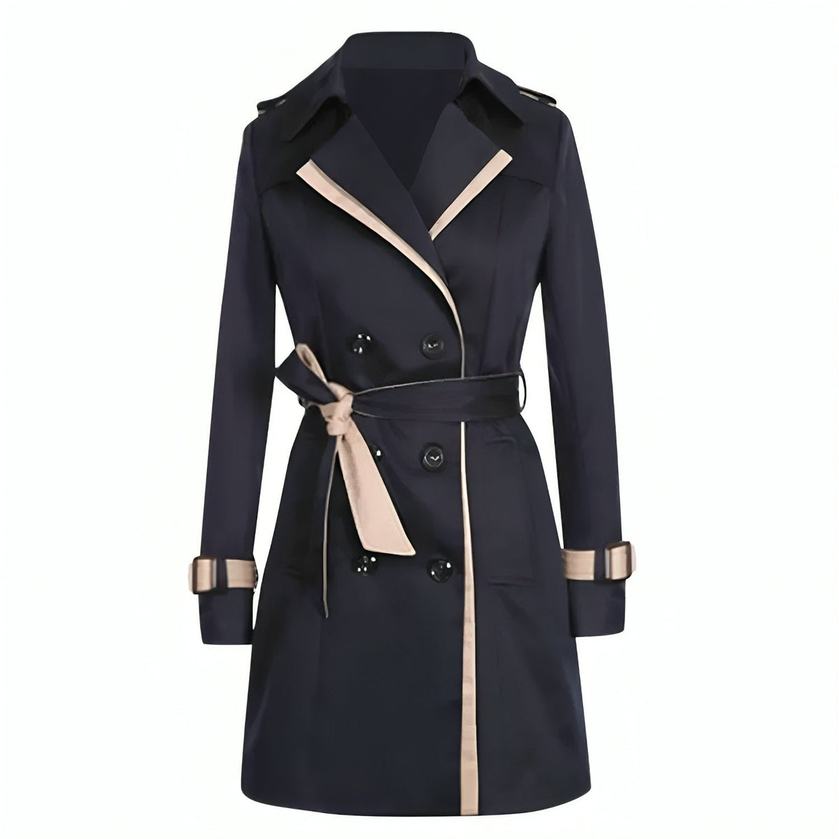 Trench-coat à double boutonnage pour femme – Col à revers, style classique et élégant
