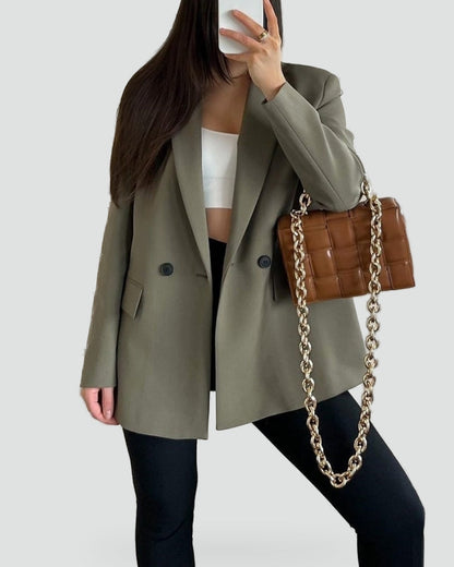 Blazer voor Vrouwen met Dubbele Rij Knopen en Regular Fit