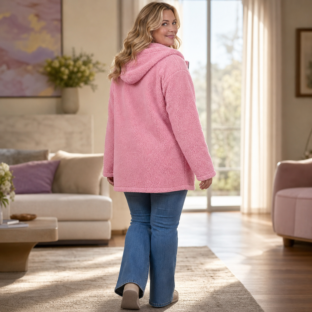 Mia | Flauschige Oversize-Sherpa-Jacke Mit Reißverschluss