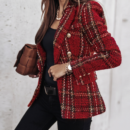 Emily | Eleganter Damenblazer Mit Hahnentrittmuster Und Tailliertem Schnitt