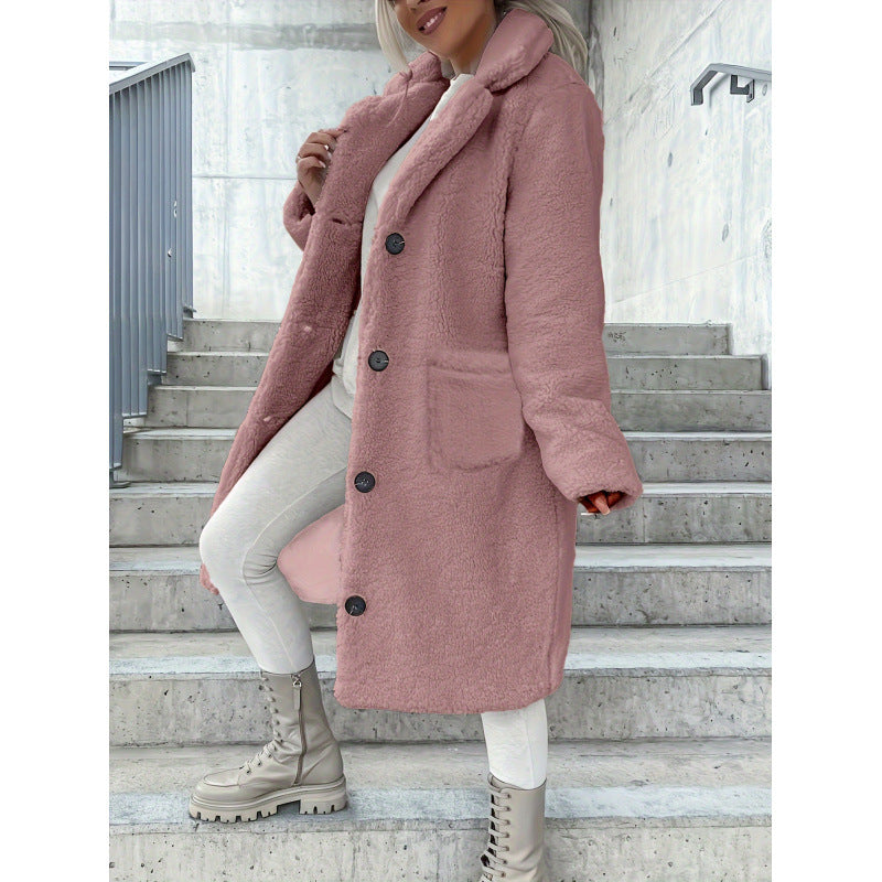 Veste femme pelucheuse a revers - Douce et chaude