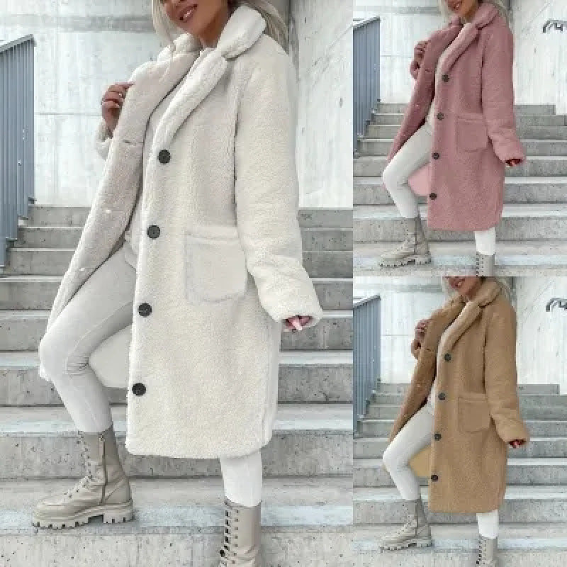 Veste femme pelucheuse a revers - Douce et chaude