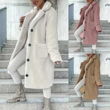 Veste femme pelucheuse a revers - Douce et chaude